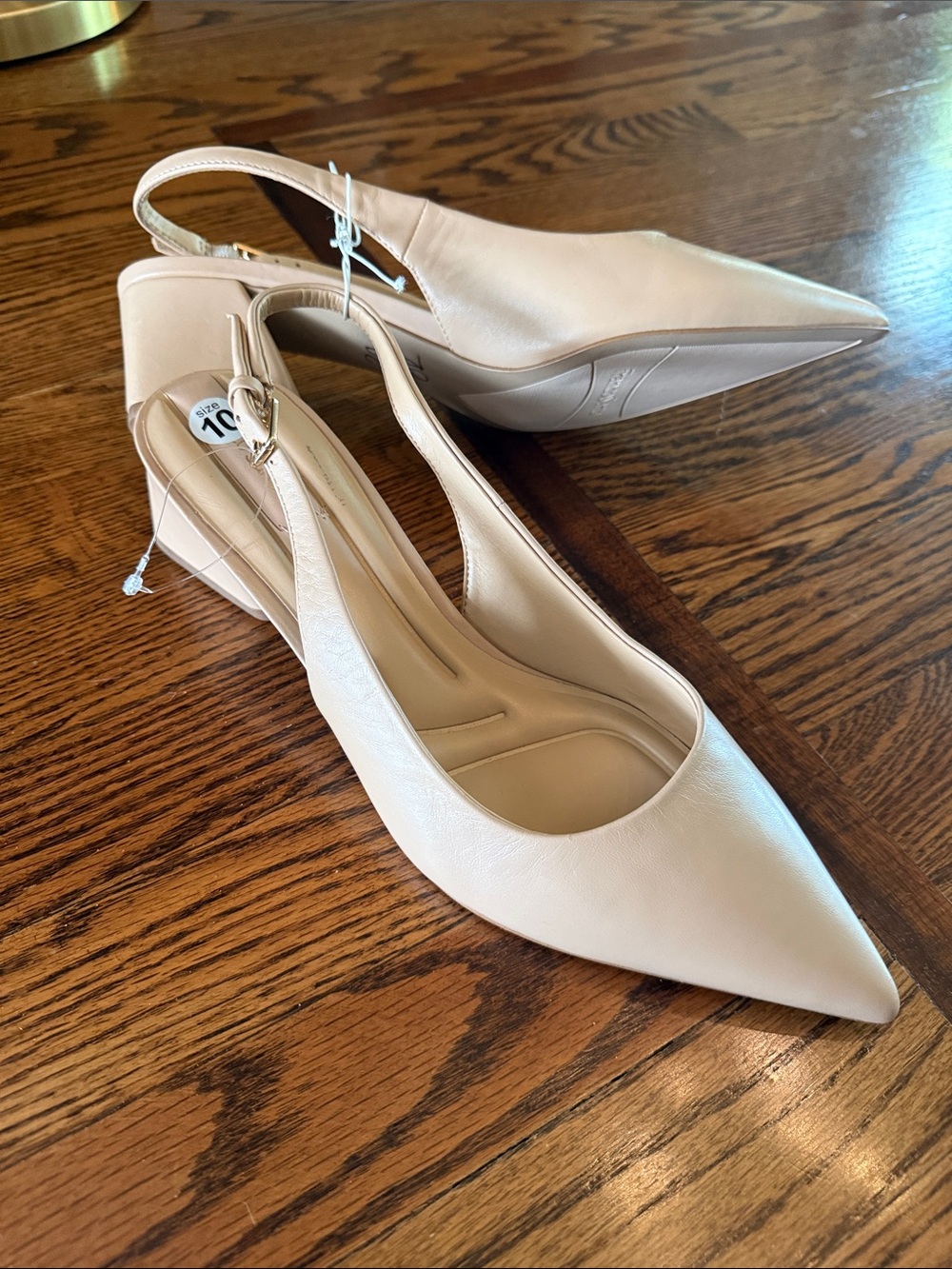 Franco Sarto Leather Women's Nude Pointed-Toe Slingback Heels size 10 New